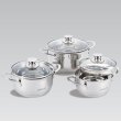 Набір каструль з кришкою Maestro MR-3510-6L, 3 каструлі, 3 кришки, 1.6/2/3л
