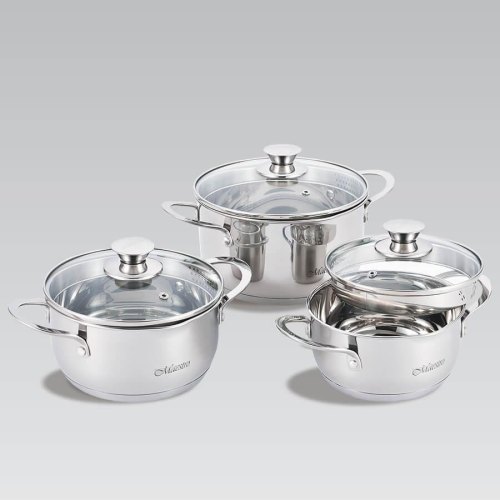 Набір каструль з кришкою Maestro MR-3510-6L, 3 каструлі, 3 кришки, 1.6/2/3л