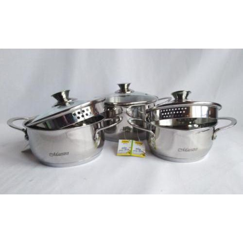Набір каструль з кришкою Maestro MR-3510-6L, 3 каструлі, 3 кришки, 1.6/2/3л