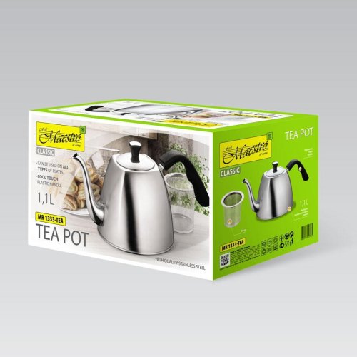Чайник-заварник Maestro MR-1333-TEA, 1.1л, нержавіюча сталь, сито для заварки