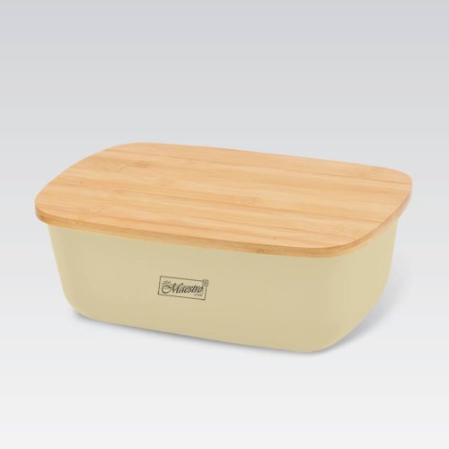 Хлібниця Maestro MR-1776-Ivory, пластиковий корпус, бамбукова кришка