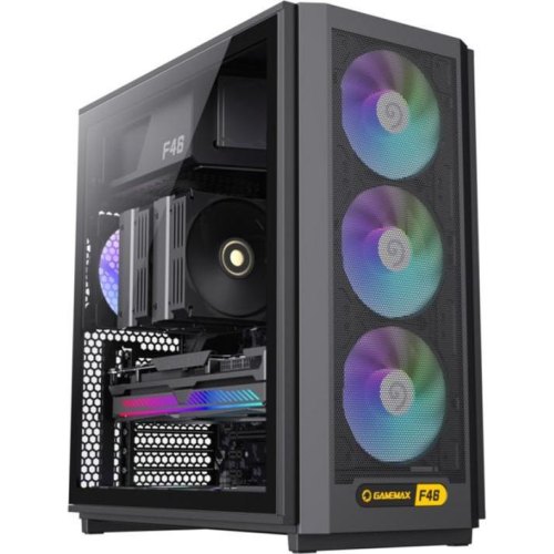 Корпус GAMEMAX F46 BK, без блоку живлення, Midi ATX, ITX, Support BTF, Tempered Glass, Mesh, USB