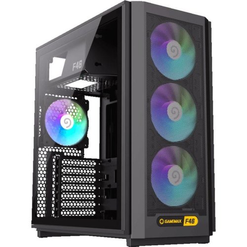 Корпус GAMEMAX F46 BK, без блоку живлення, Midi ATX, ITX, Support BTF, Tempered Glass, Mesh, USB