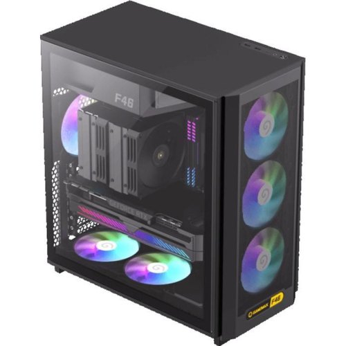 Корпус GAMEMAX F46 BK, без блоку живлення, Midi ATX, ITX, Support BTF, Tempered Glass, Mesh, USB