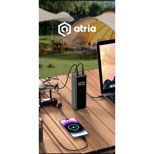 Зовнішній акумулятор Powerbank Atria WPD-160S 30000mAh, 160W, USB-C laptop/phone