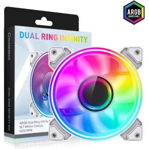 Кулер для корпусу GAMEMAX Dual Ring Infinity WH, 120mm, 47 CFM