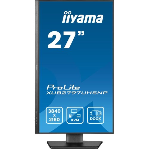 Монітор iiyama XUB2797UHSNP-B1 27 IPS РК, 3840х2160, 16:9, 1мс (MPRT), 1xHDMI 2.0, 1xDP 1.4, 1xDP out, 1xUSB-C (PD до 96 Вт)
