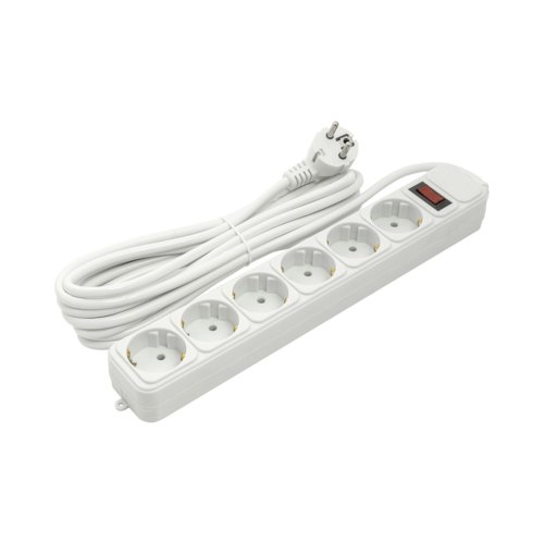 Мережевий фільтр PowerPlant JY-1057/5, довжина кабелю 5м, 3x1.5мм2, 10А, 6 розеток, євростандарт (PPSA10M50S6)