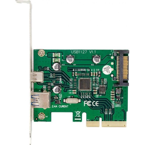 Плата розширення Frime ASM1142, PCI-E to 2xUSB3.1 (1xType-A/1xType-C) (ECF-PCIEtoUSB009.LP)