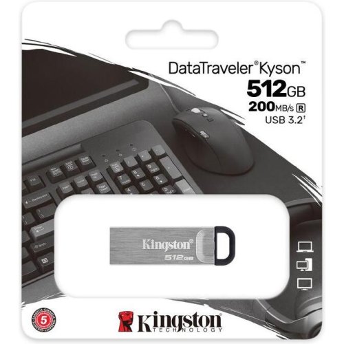 USB флеш Kingston DataTraveler Kyson 512GB USB3.2 Silver/Black (DTKN/512GB)