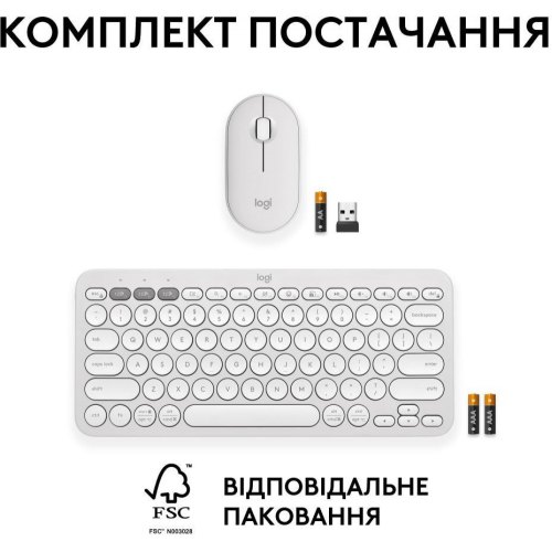Комплект бездротовий (клавіатура, миша) Logitech Pebble 2 Combo White (920-012240)