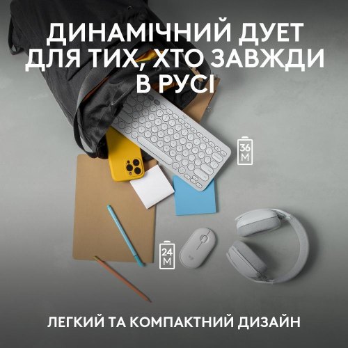 Комплект бездротовий (клавіатура, миша) Logitech Pebble 2 Combo White (920-012240)