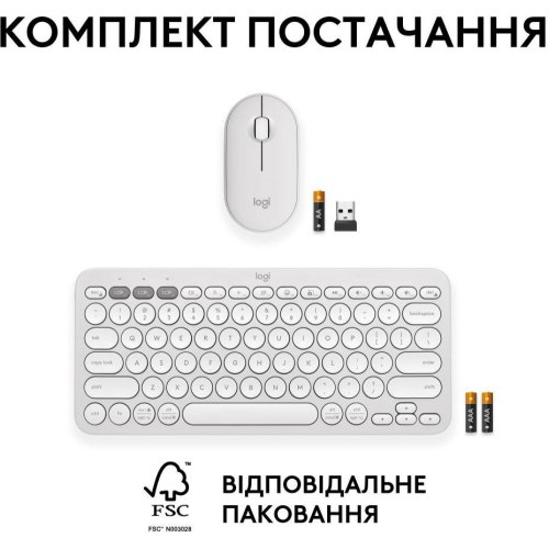 Комплект бездротовий (клавіатура, миша) Logitech Pebble 2 Combo White (920-012240)