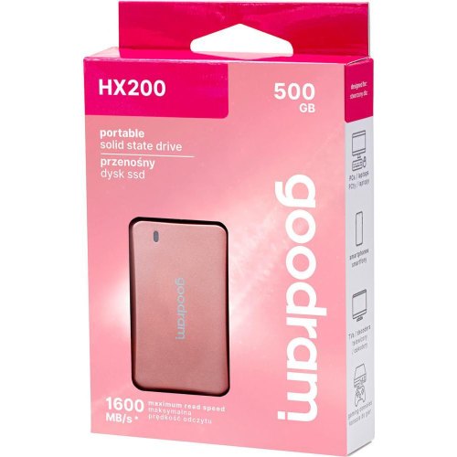 Зовнішній накопичувач SSD 2.5 Goodram HX200 500GB USB Rose Gold (SSDPR-HX200-500-RG)