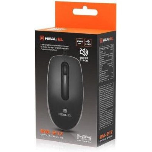 Миша дротова REAL-EL RM-217 Black (EL123200038)