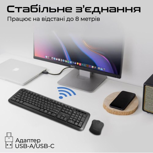 Комплект бездротовий (клавіатура, миша) Promate ProCombo-6 Black