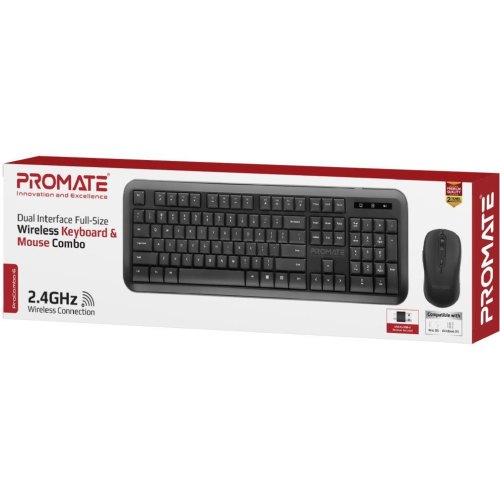 Комплект бездротовий (клавіатура, миша) Promate ProCombo-6 Black