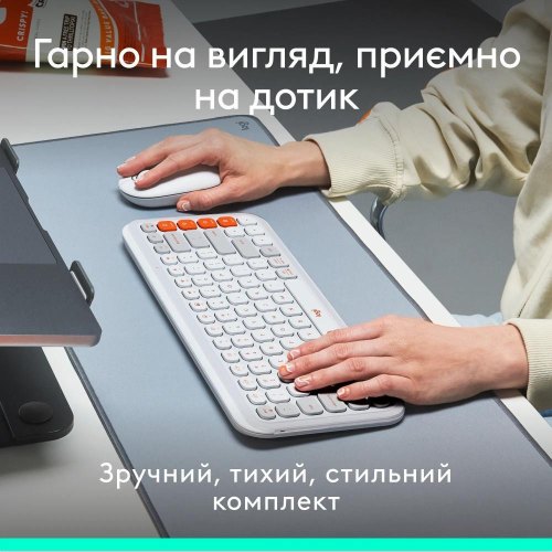 Комплект бездротовий (клавіатура, миша) Logitech Pop Icon Combo Off White (920-013141)