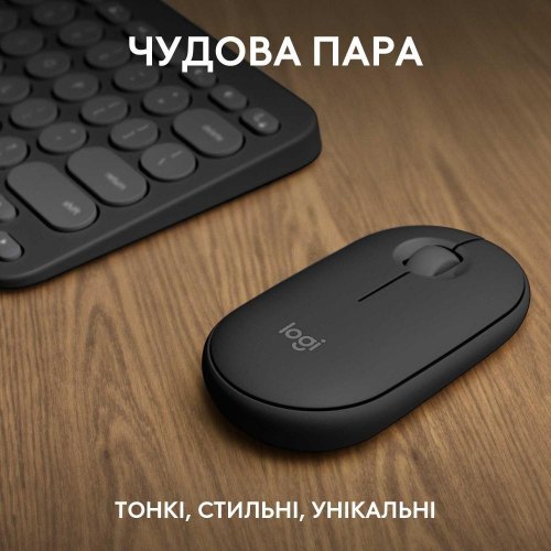 Комплект бездротовий (клавіатура, миша) Logitech Pebble 2 Combo for Mac Graphite (920-012244)
