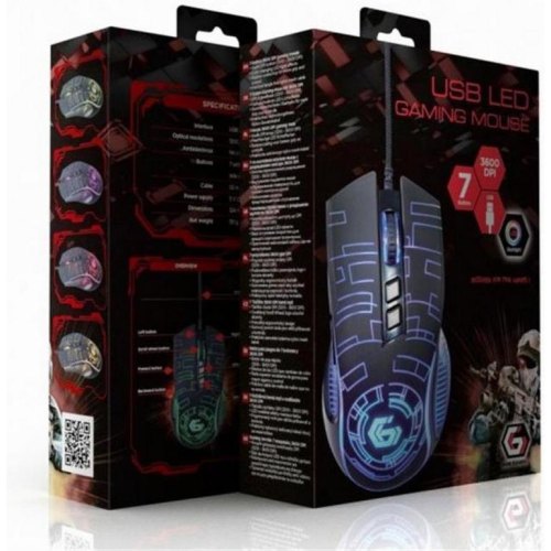 Миша дротова, ігрова Gembird MUSG-RGB-01 Black