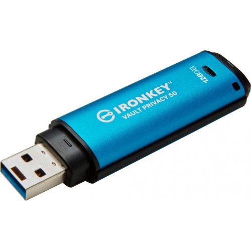 USB флеш Kingston IronKey Vault Privacy 50, 128GB, USB3.2 Type-A, Blue (IKVP50/128GB)