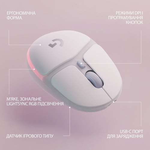 Миша бездротова, ігрова Logitech G705 White (910-006367)