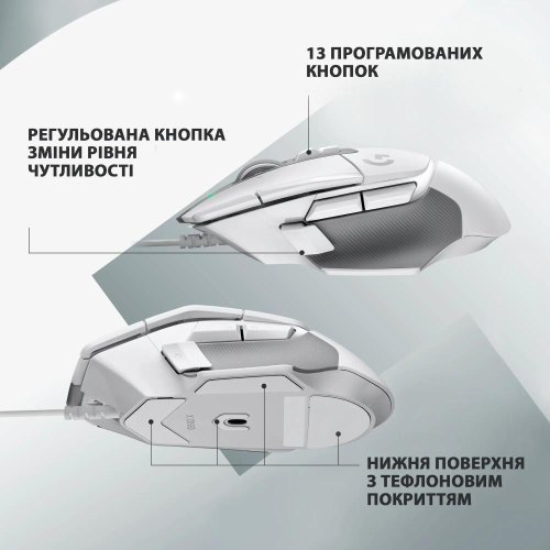 Миша дротова, ігрова Logitech G502 X White (910-006146)