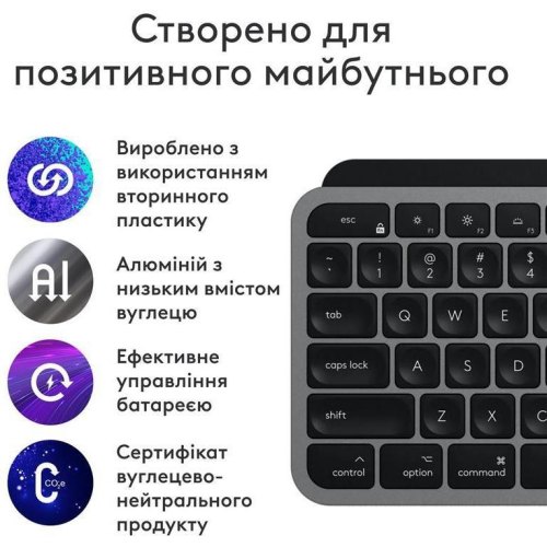 Комплект бездротовий (клавіатура, миша) Logitech MX Keys S Combo for Mac Space Grey (920-012845)