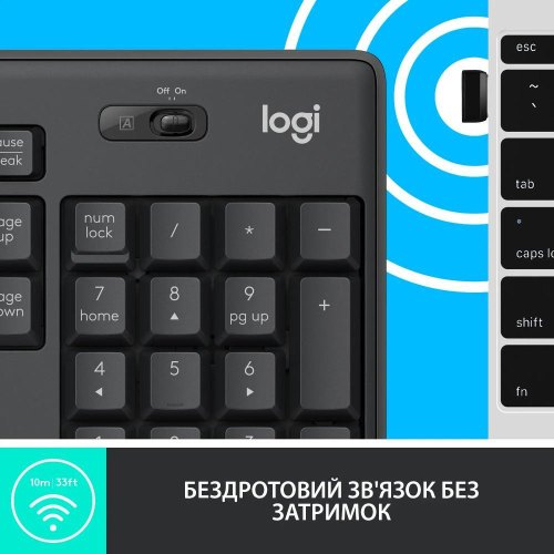 Комплект бездротовий (клавіатура, миша) Logitech MK295 Combo Black (920-009800)