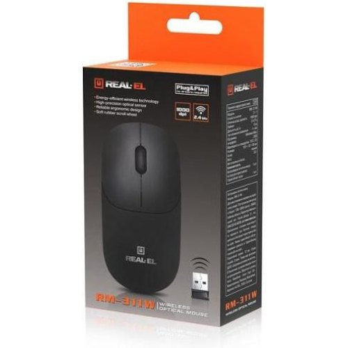 Миша бездротова REAL-EL RM-311 W Black (EL123200041)