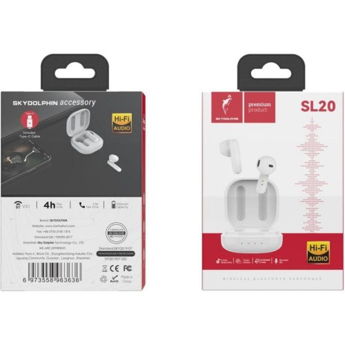Навушники бездротові TWS SkyDolphin SL20 White (SDBTE-000183)