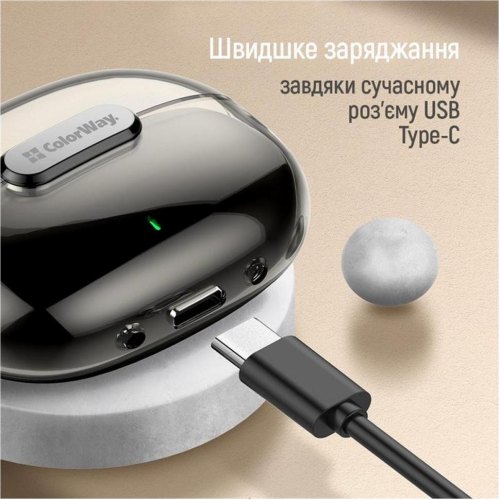 Навушники бездротові TWS СolorWay Slim TWS-2 Earbuds Black (CW-TWS2BK)