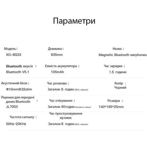 Навушники бездротові XO BS33 Sport Black (XO-BS33-BK)
