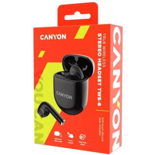 Навушники бездротові TWS Canyon TWS-6 Black (CNS-TWS6B)