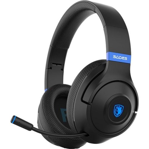 Навушники бездротові Sades SA-205 Whisper Black/Blue (sa205bkb)