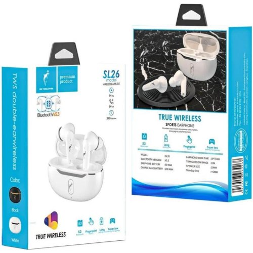 Навушники бездротові TWS SkyDolphin SL26 White (SDBTE-000189)