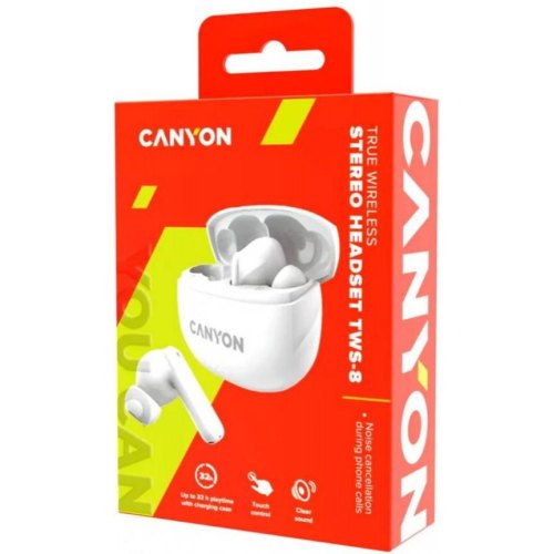 Навушники бездротові TWS Canyon TWS-8 ENC White (CNS-TWS8W)