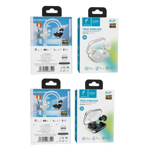 Навушники бездротові TWS SkyDolphin SL27 White (SDBTE-000191)