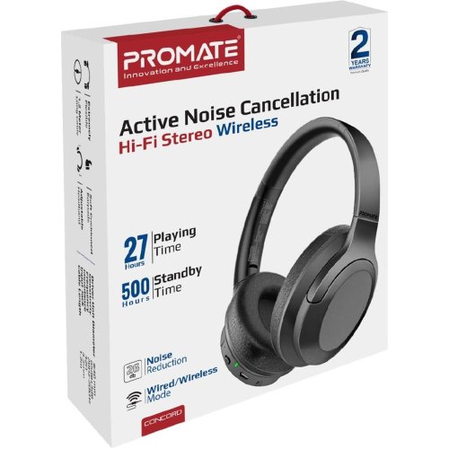 Навушники бездротові Promate Concord Black