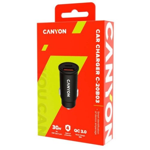 Автомобільний зарядний пристрій Canyon C-20-03 Black (CNS-CCA20B03)