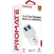 Автомобільний зарядний пристрій Promate Voltrip-Duo White