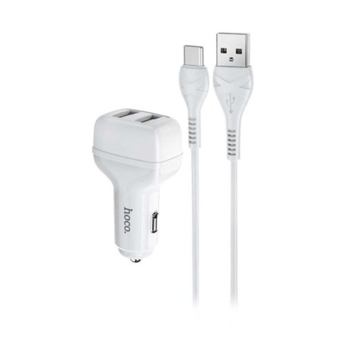 Автомобільний зарядний пристрій Hoco Z36, кабель USB Type-C, білий (S25695)