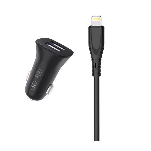 Автомобільний зарядний пристрій SkyDolphin SZ09L, кабель Lightning, Black (AZP-000109)