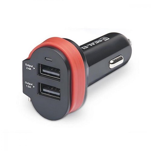 Автомобільний зарядний пристрій REAL-EL CA-35, 3xUSB, кабель microUSB, Black/Orange (EL123160012)