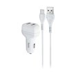 Автомобільний зарядний пристрій Hoco Z36, кабель Lightning, білий (S23139)