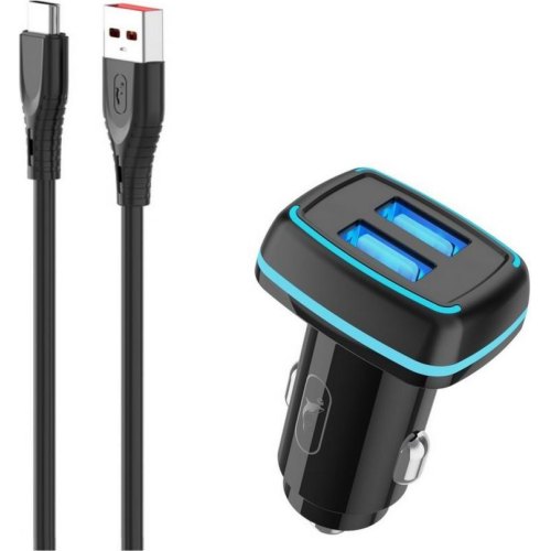 Автомобільний зарядний пристрій SkyDolphin SZ18T, кабель USB Type-C, Black (AZP-000100)
