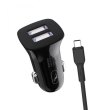 Автомобільний зарядний пристрій SkyDolphin SZ18T, кабель USB Type-C, Black (AZP-000100)
