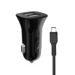 Автомобільний зарядний пристрій SkyDolphin SZ18T, кабель USB Type-C, Black (AZP-000100)