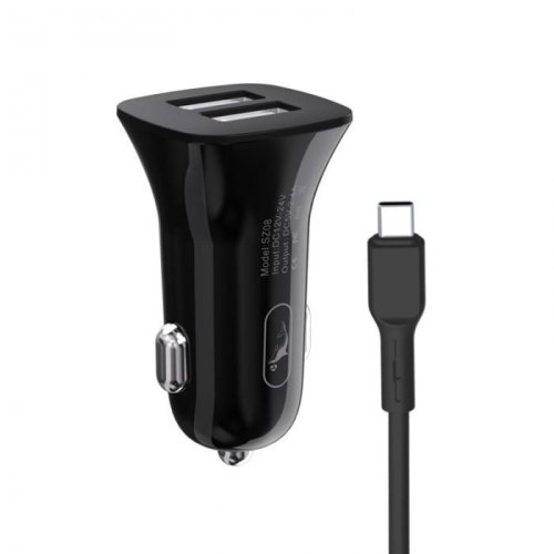 Автомобільний зарядний пристрій SkyDolphin SZ18T, кабель USB Type-C, Black (AZP-000100)