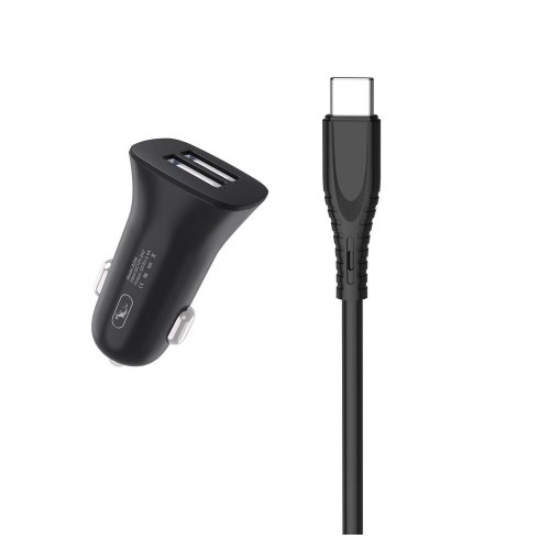 Автомобільний зарядний пристрій SkyDolphin SZ09T, кабель USB Type-C, Black (AZP-000110)